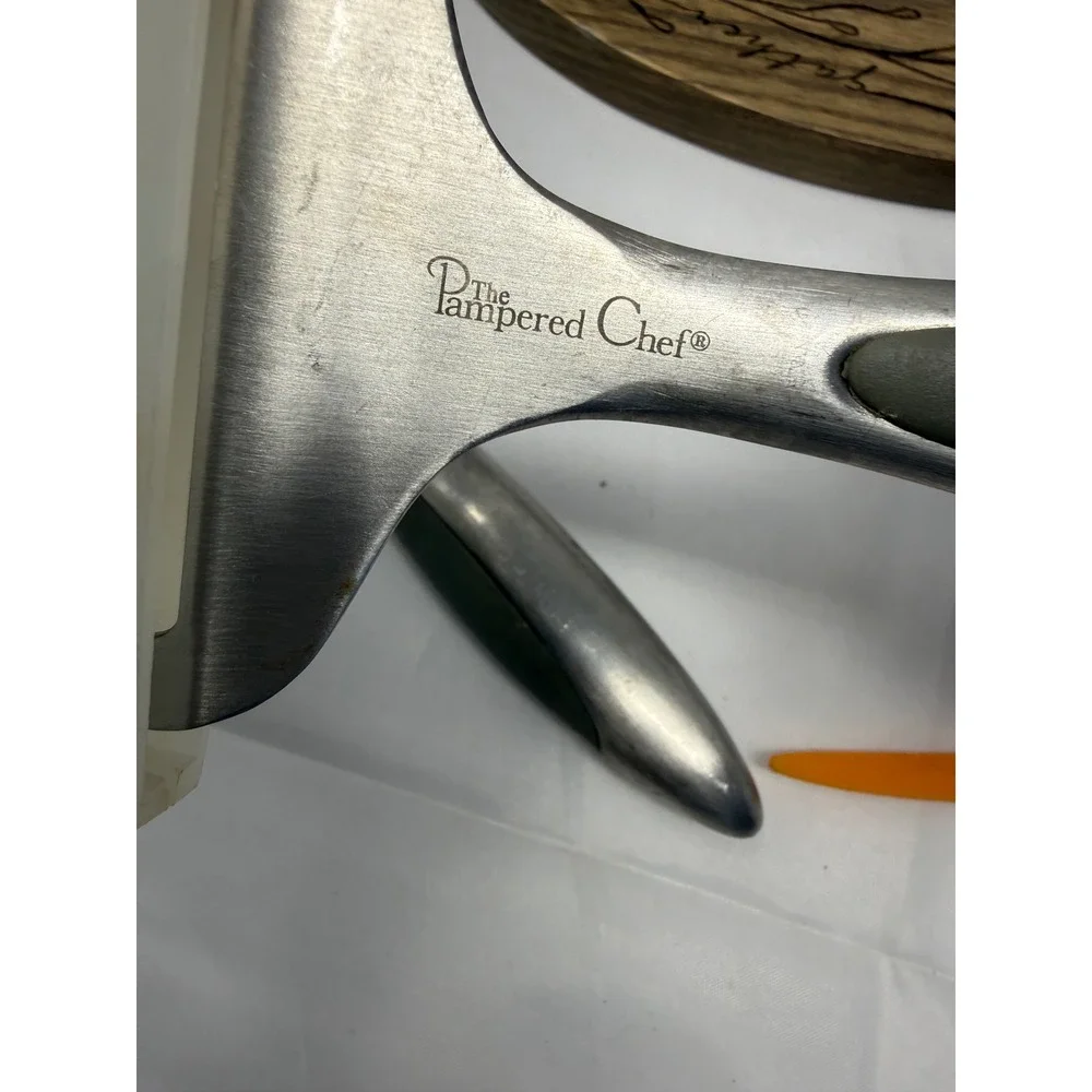 Pampered Chef‎ Kitchen Tool Lot Stoneware Crock Wood Board pineapple cutter,